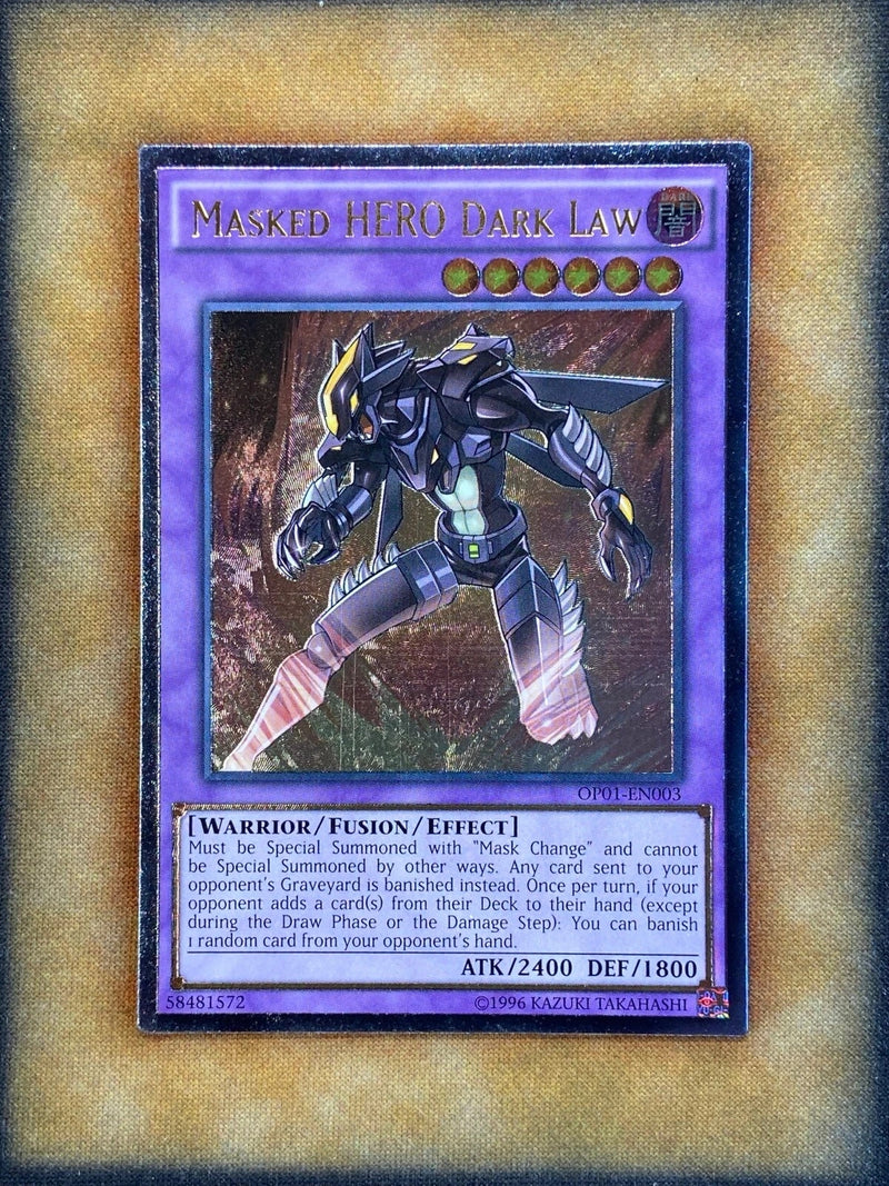 Yugioh Masked HERO Dark Law OP01-EN003 Ultimate Rare NM-1