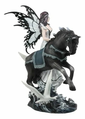 Nene Thomas Lamentation of Swans Masquerade Fairy Riding On Black Horse Statue-6