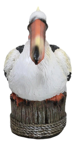 Coastal Marine Great White Pelican Sea Bird Perching On Getty Post Figurine-6