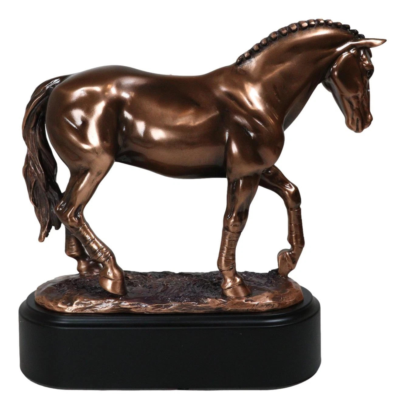 Hanoverian Mare Horse Walking The Pasture Bronze Electroplated Figurine Statue-10