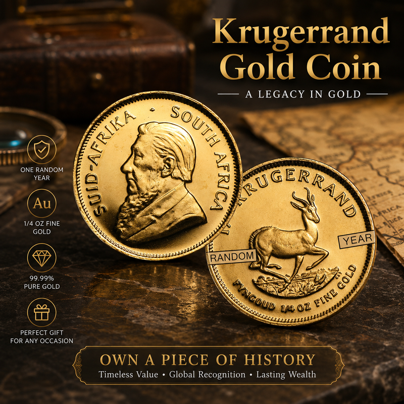 1/4 oz South African Gold Krugerrand Coin - Random Year .9999 Fine Gold Bullion-1
