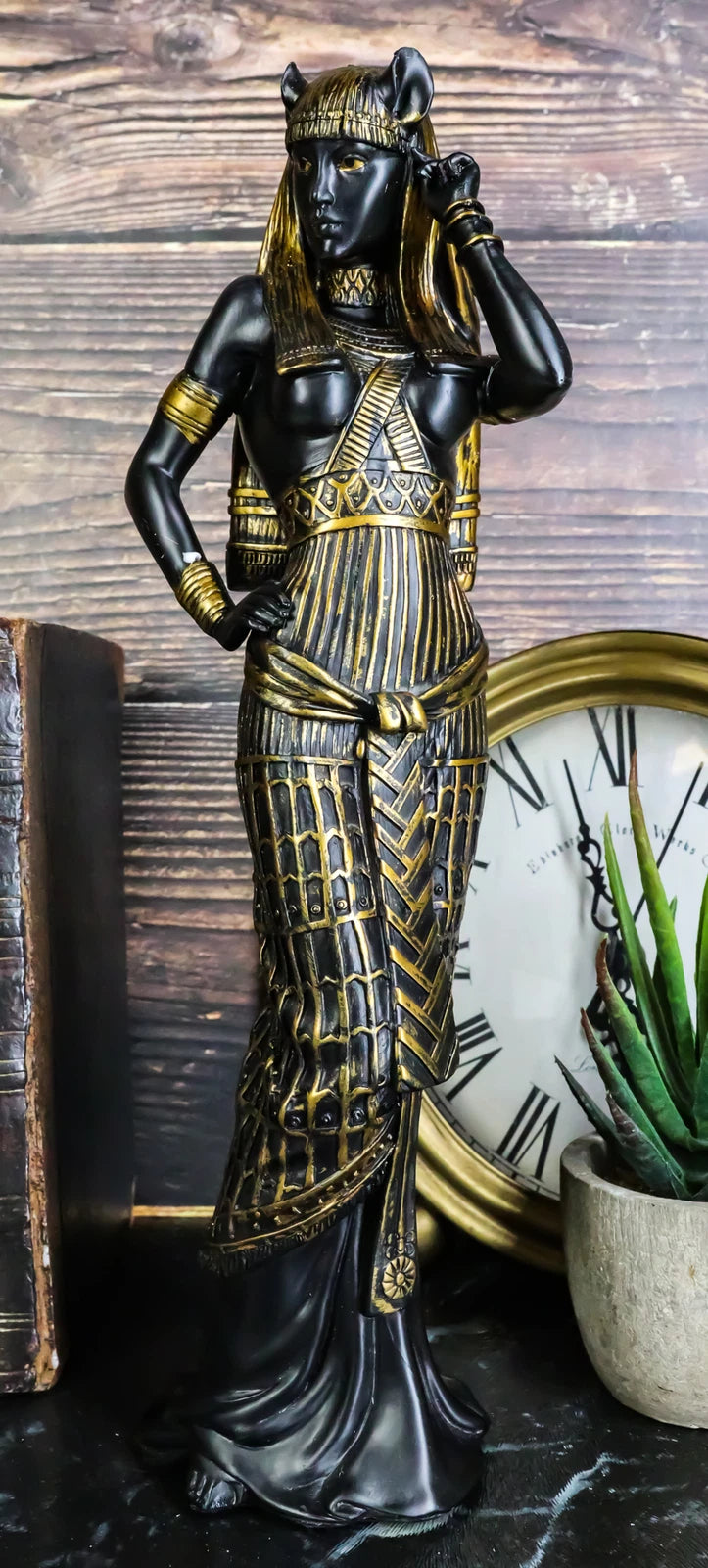 Gift Egyptian Goddess Bastet Cat in Sensual Human Form Figurine 10.75"H-6