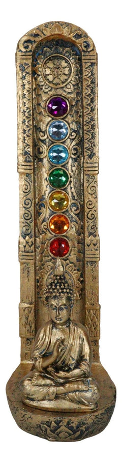 Quemador de incienso de monje budista meditando con los 7 colores de la zona de los chakras-6