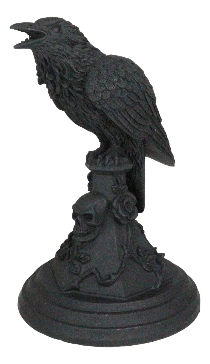 Gothic Poe Raven Crow Black Rose Skull Tombstone Tea Light Votive Candle Holder-8