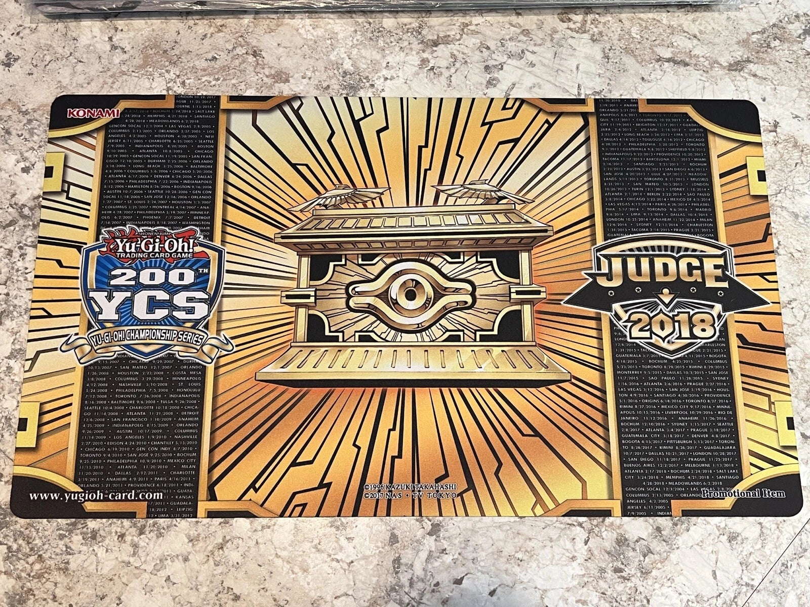 Yugioh Official Konami 200th YCS Judge 2018 Gold Sarcophagus Playmat New-1