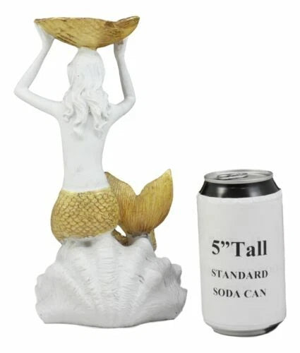 Art Nouveau Mermaid Holding Sea Shell Candle Or Jewelry Holder Figurine-8