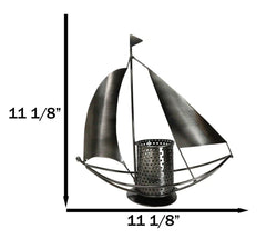 Nautical Ocean Sailboat Hand Made Steel Metal Office Stationery Organizer Holder-8