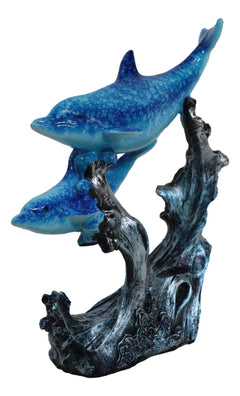 Marine Sea Ocean 2 Blue Dolphins Swimming Around Underwater Coral Reef Figurine-7