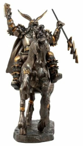 Norse Viking God Battle Cry Odin Riding On Sleipnir to Hel Figurine 9" L-7