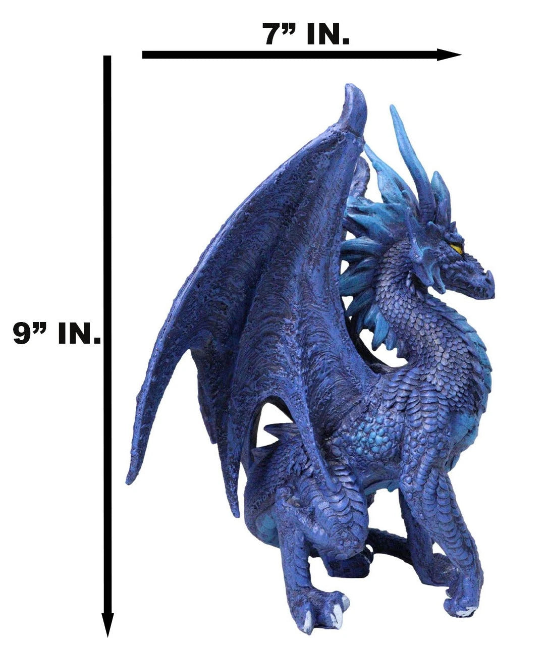 Ruth Thompson Fantasy Blue Check Mate Dragon With Majestic Horns Statue 9" Tall-10
