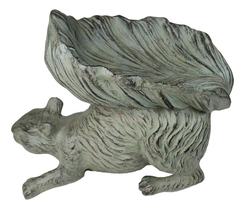 Aluminum Whimsical Crouching Bushy Tailed Squirrel Bird Feeder Garden Statue-9