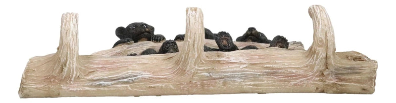 Rustic 3 Naughty Black Bears Dangling On Tree Branch 3 Pegs Triple Wall Hook-9