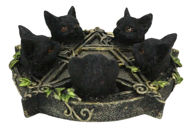 Celtic Wiccan Pentagram Ivy Penta 5 Black Cats Witching Hour Incense Burner-8