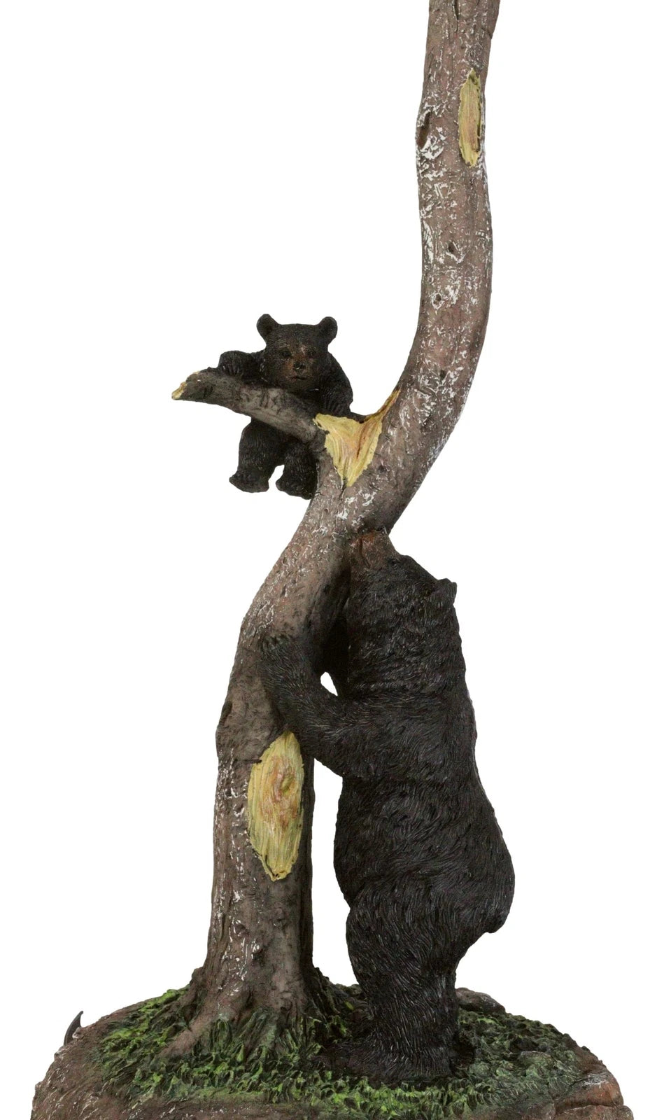 Rustic Black Mother Bear Playing With Cub Hanging On Tree Branch Table Lamp-10