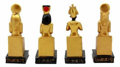 Egyptian Gods Horus Osiris Sekhmet And Isis Seated On Thrones Figurine Set of 4-5