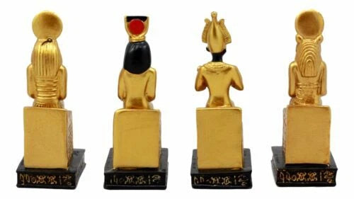 Egyptian Gods Horus Osiris Sekhmet And Isis Seated On Thrones Figurine Set of 4-5