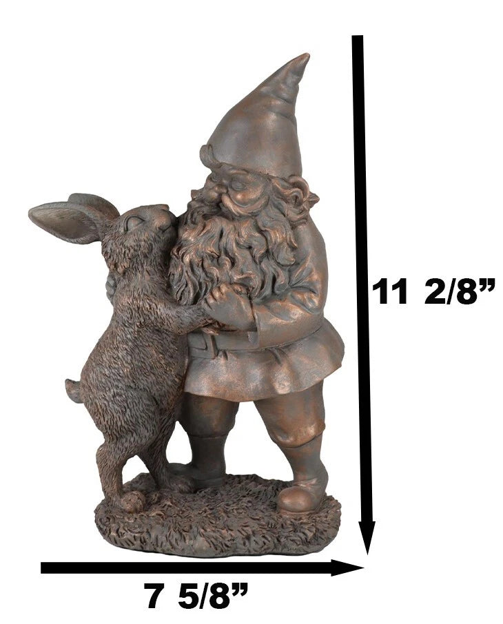 Whimsical Mr Gnome Dancing With Hare Rabbit Fairy Garden Figurine Decor Accent-8