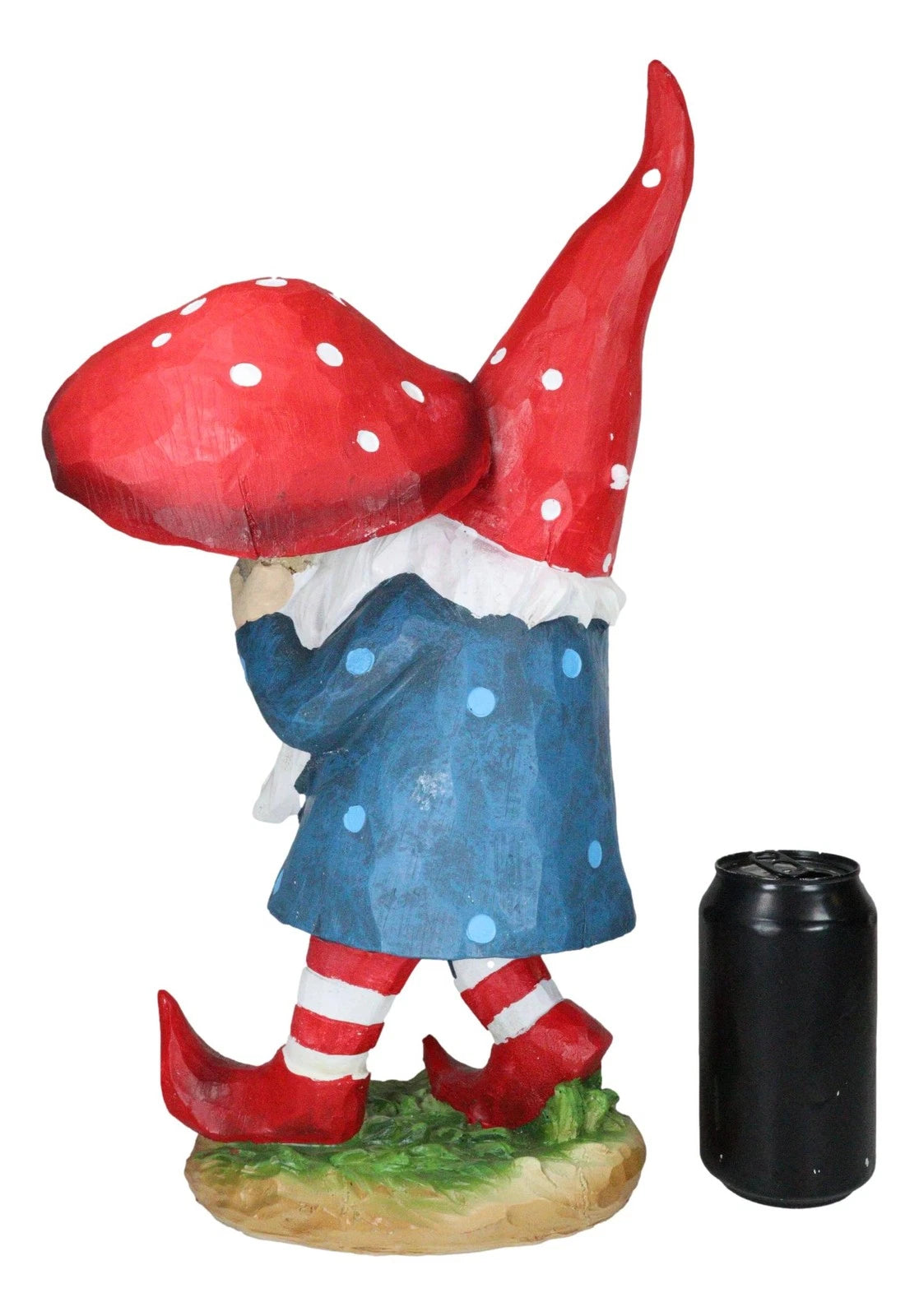 Large Whimsical Garden Gnome With Giant Toadstool Mushroom Umbrella Figurine-8