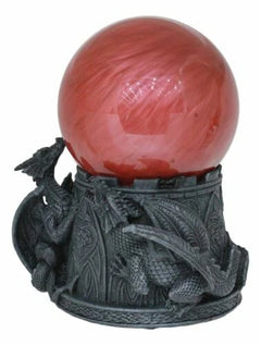 Climbing Dragons Red Blood Planet Sandstorm Ball Statue With Sound Sensor Decor-4
