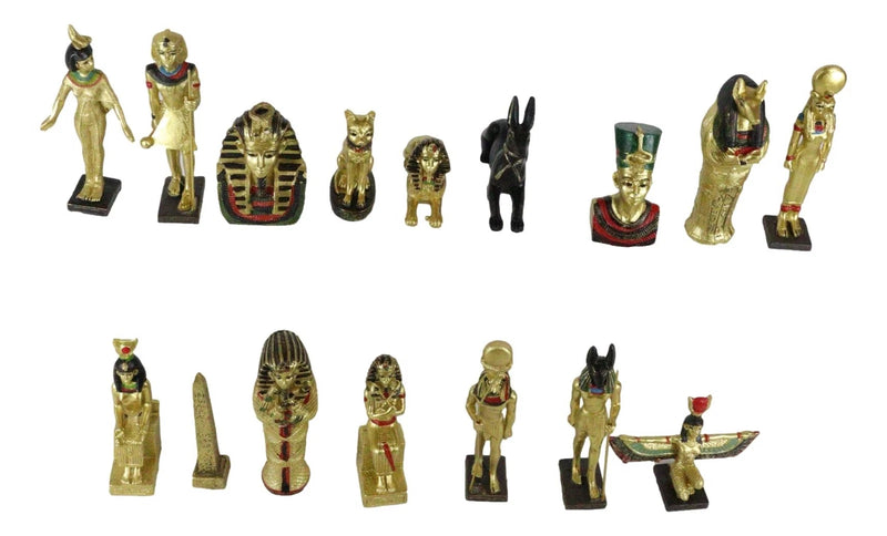 Miniature Egyptian Obelisk Gods Goddesses Pharaoh And Royalty Figurine Set of 16-7