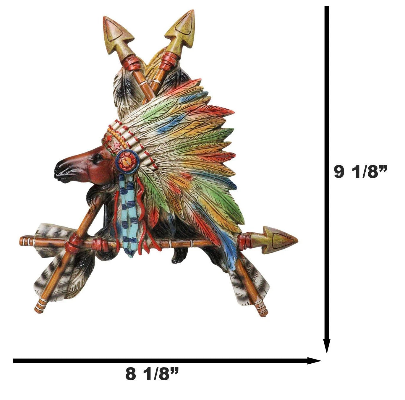 Native Tribal American Indian Chief Horse In Headdress With 3 Arrows Wall Decor-8