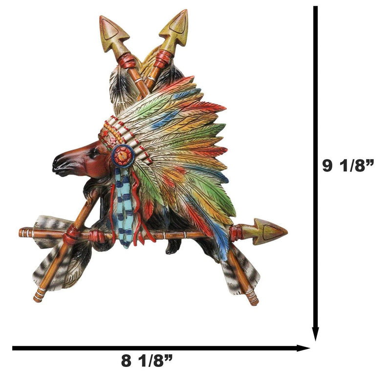 Native Tribal American Indian Chief Horse In Headdress With 3 Arrows Wall Decor-8