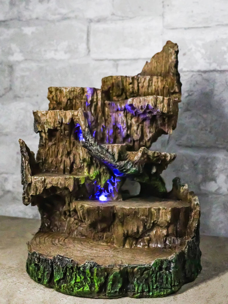 Rustic Forest Tree Steppes Faux Wooden LED Display Stand Figurine For Miniatures-1