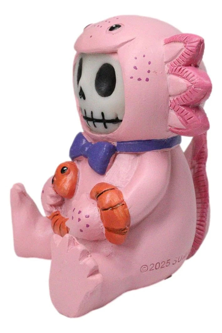 Furrybones Cute Pink Loti The Axolotl Holding Worm Skeleton Figurine Furry Bones-7