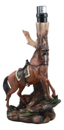 Light Fantastik Chestnut Brown Horse Stallion With Saddle Table Lamp Shade-11