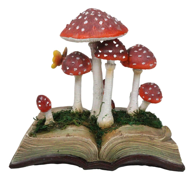 Enchanted Fairy Garden Toadstool Mushrooms Sprouting from Spell Book Figurine-8