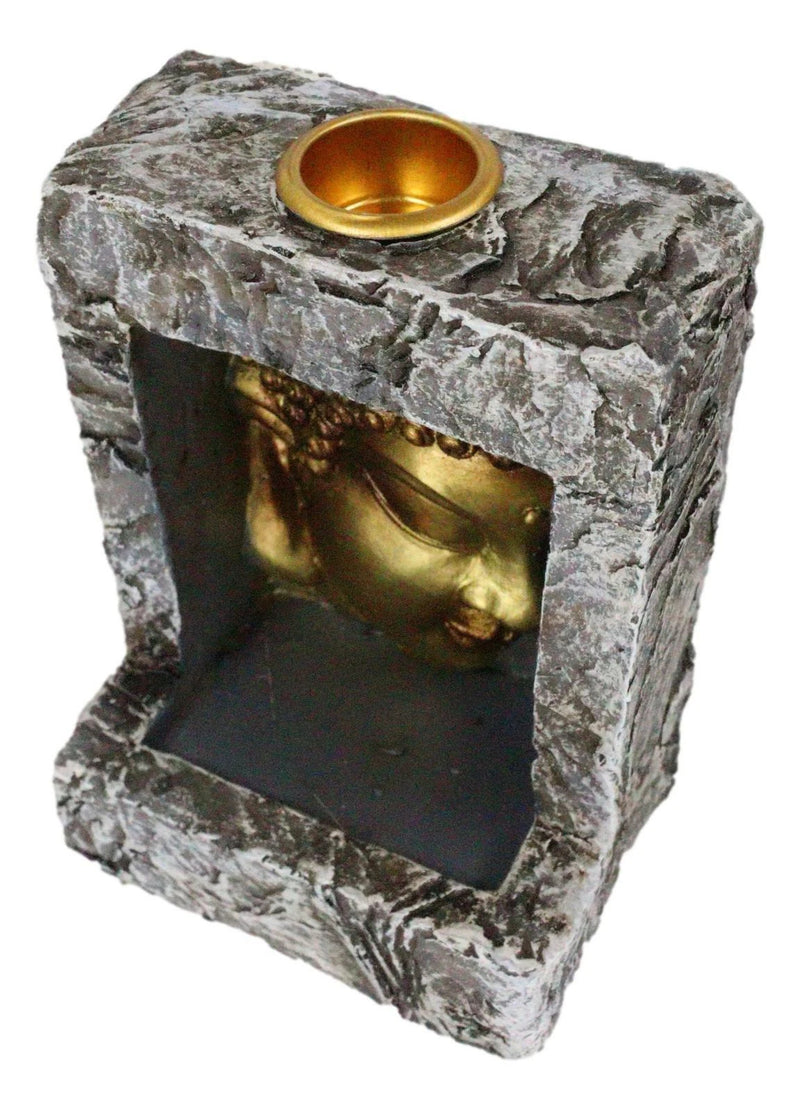 Gautama Buddha Face Faux Stone Mini Relief Bracket Backflow Incense Cone Burner-8