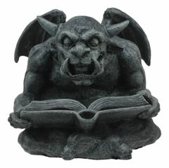 Notre Dame Horned Gargoyle With Spell Book Statue Demonic Bibliography Watchman-8