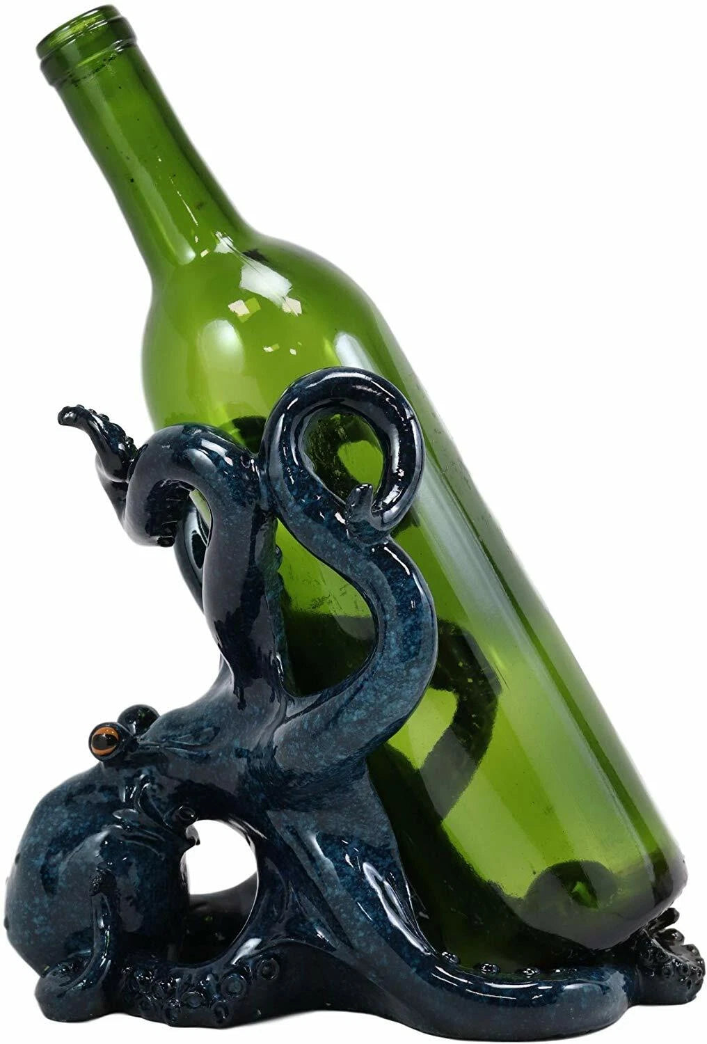 Nautical Deep Sea Blue Octopus Wine Holder 8"L Cephalopod Giant Kraken Figurine-8