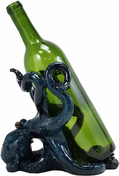 Nautical Deep Sea Blue Octopus Wine Holder 8"L Cephalopod Giant Kraken Figurine-8