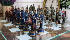 US Civil War Union North VS Confederate South Chess Pieces And Glass Board Set-8