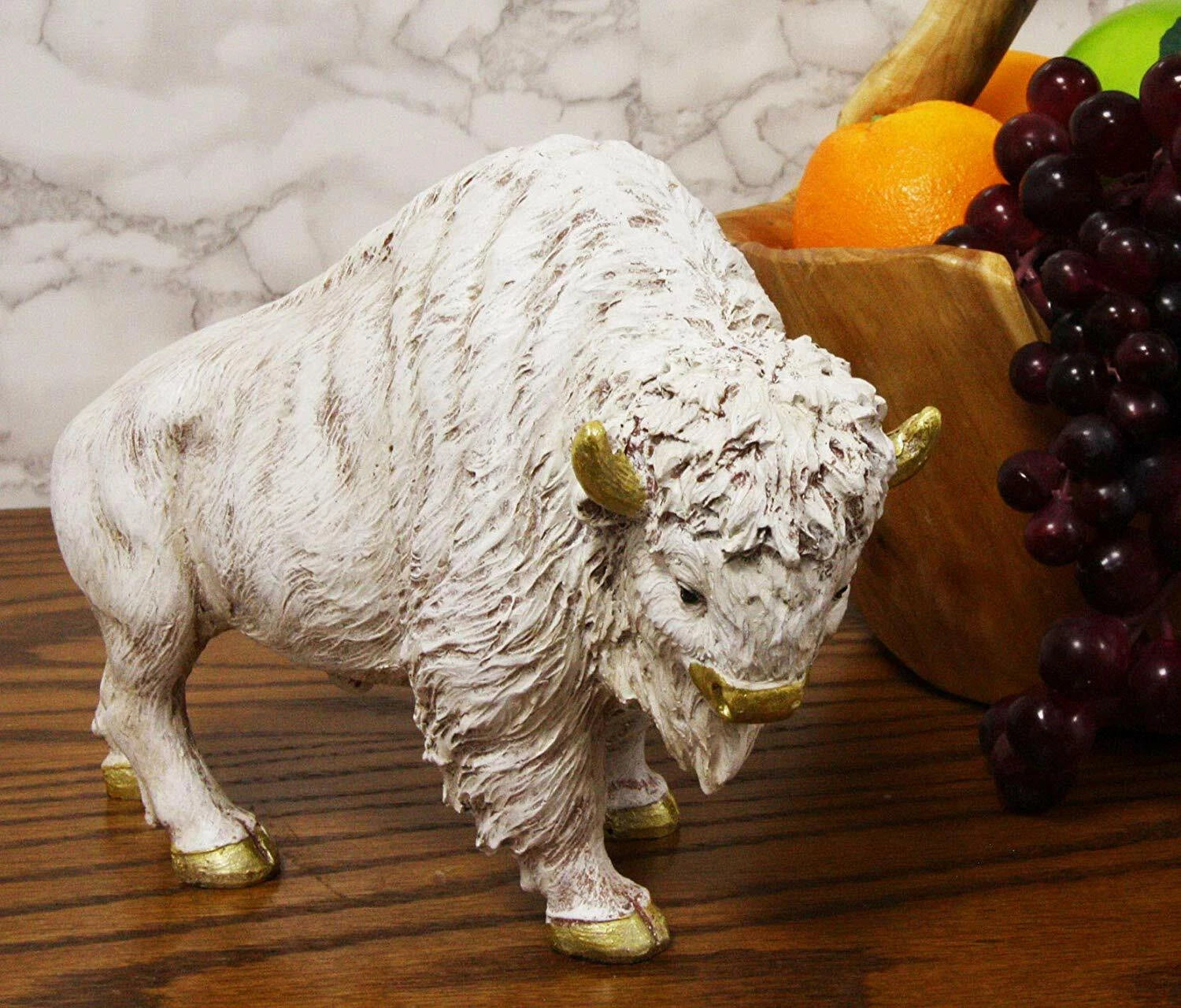 Native American Sacred White Bison Buffalo Decor Resin Figurine 8.75"L-8