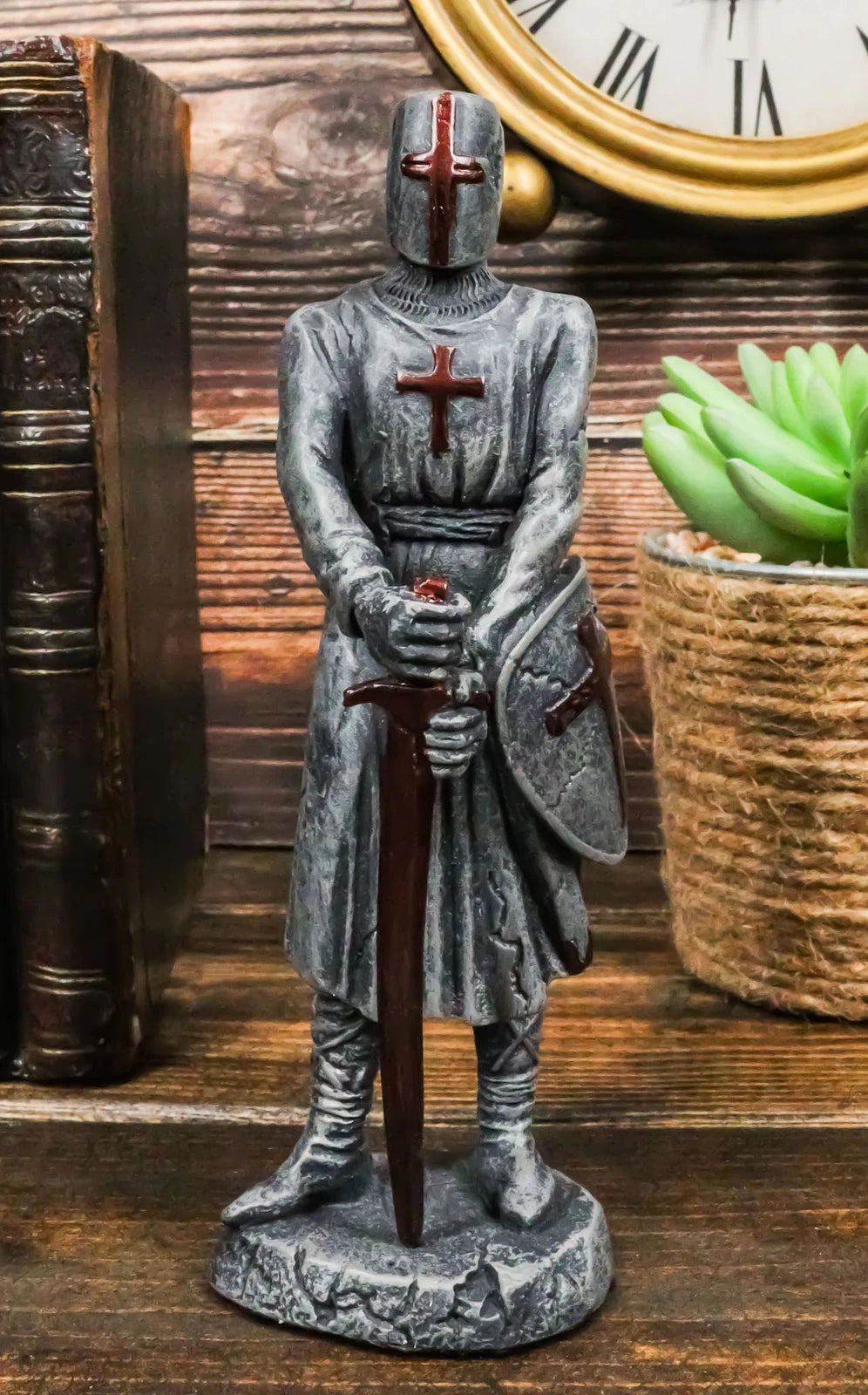 Holy Roman Empire Crusader Knight With Sword And Shield Statue Suit Of Armor-1