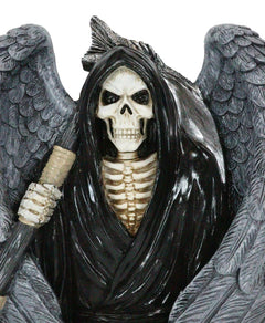 Gothic Grim Reaper Skeleton with Angel Wings Holding Scythe Heart Wall Decor-9