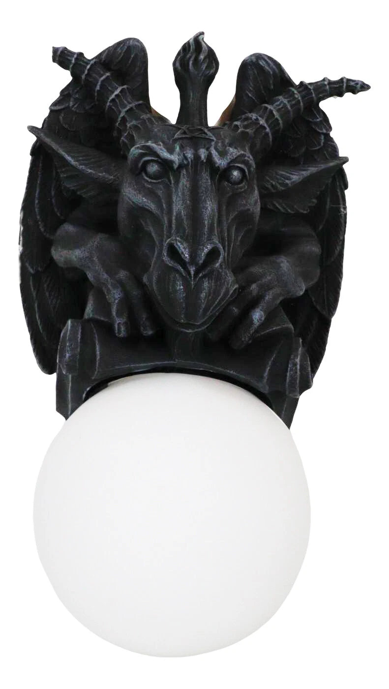 Lámpara de pared pequeña con sigilo de gárgola y pentagrama de cabra sabática de Baphomet-5