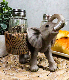 Juego de salero y pimentero de cristal con forma de elefante trompetero de Savanna Calls-9