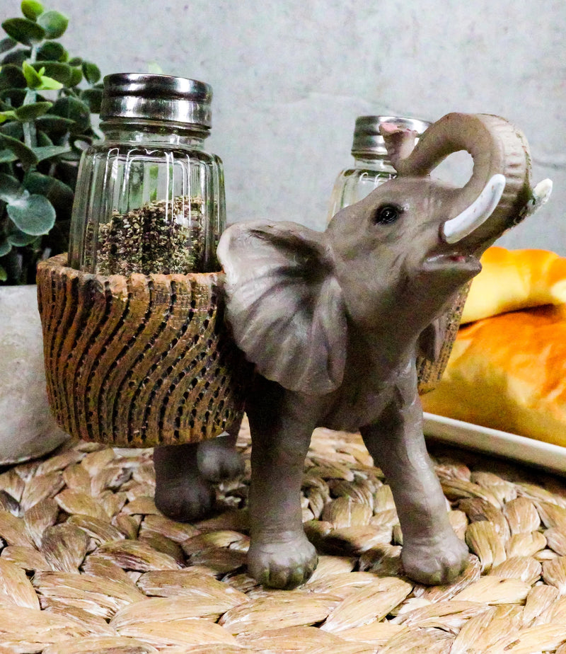 Juego de salero y pimentero de cristal con forma de elefante trompetero de Savanna Calls-9