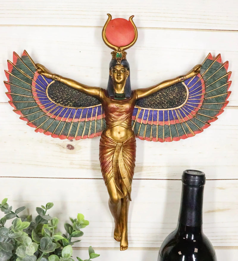 Ancient Egyptian Goddess Isis With Open Wings Wall Decor Isis Ra Deity Plaque-2
