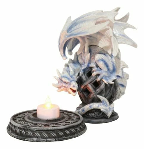 Celtic Tomb Guardian White Icycle Dragon Backflow Cone Incense Holder-9