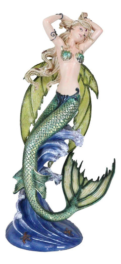 Large Nautical Ocean Dancing Mermaid Statue 26"H Goddess Venus Rising Figurine-8