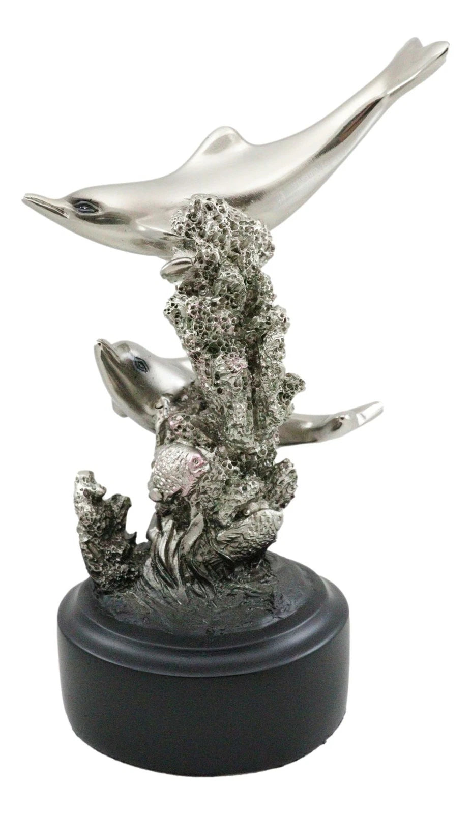 Nautical Marine Sea Gay Dolphins By Coral Reef Silver Electroplated Figurine-8
