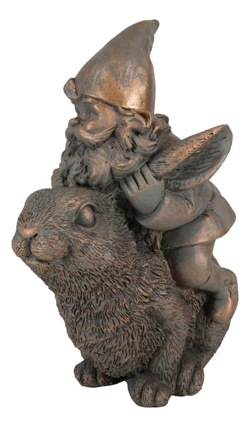 Whimsical Adventure Mr Gnome Dwarf Riding Rabbit Hare Figurine Fairy Garden-8