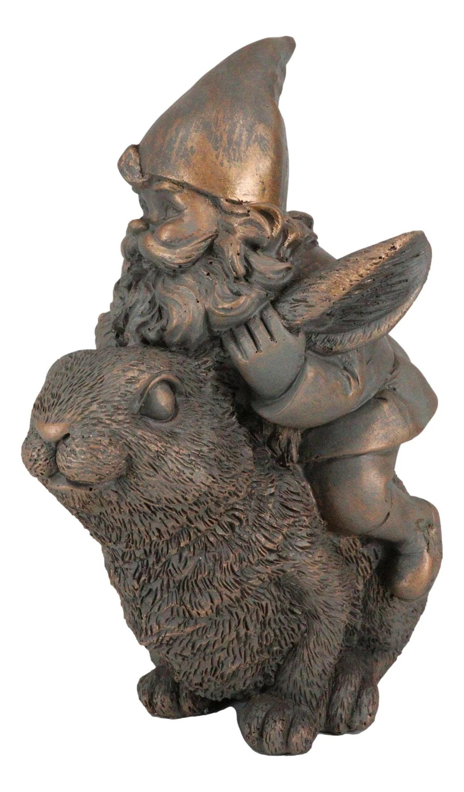 Whimsical Adventure Mr Gnome Dwarf Riding Rabbit Hare Figurine Fairy Garden-8