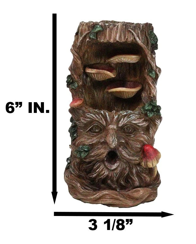 Forest Celtic Greenman Tree Ent With Fungi Pillar Backflow Incense Cone Burner-7