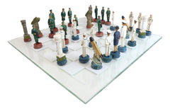 USA Soldier Theme Army vs Navy Chess Set Hand Painted with Glass Board 17 Inch-9