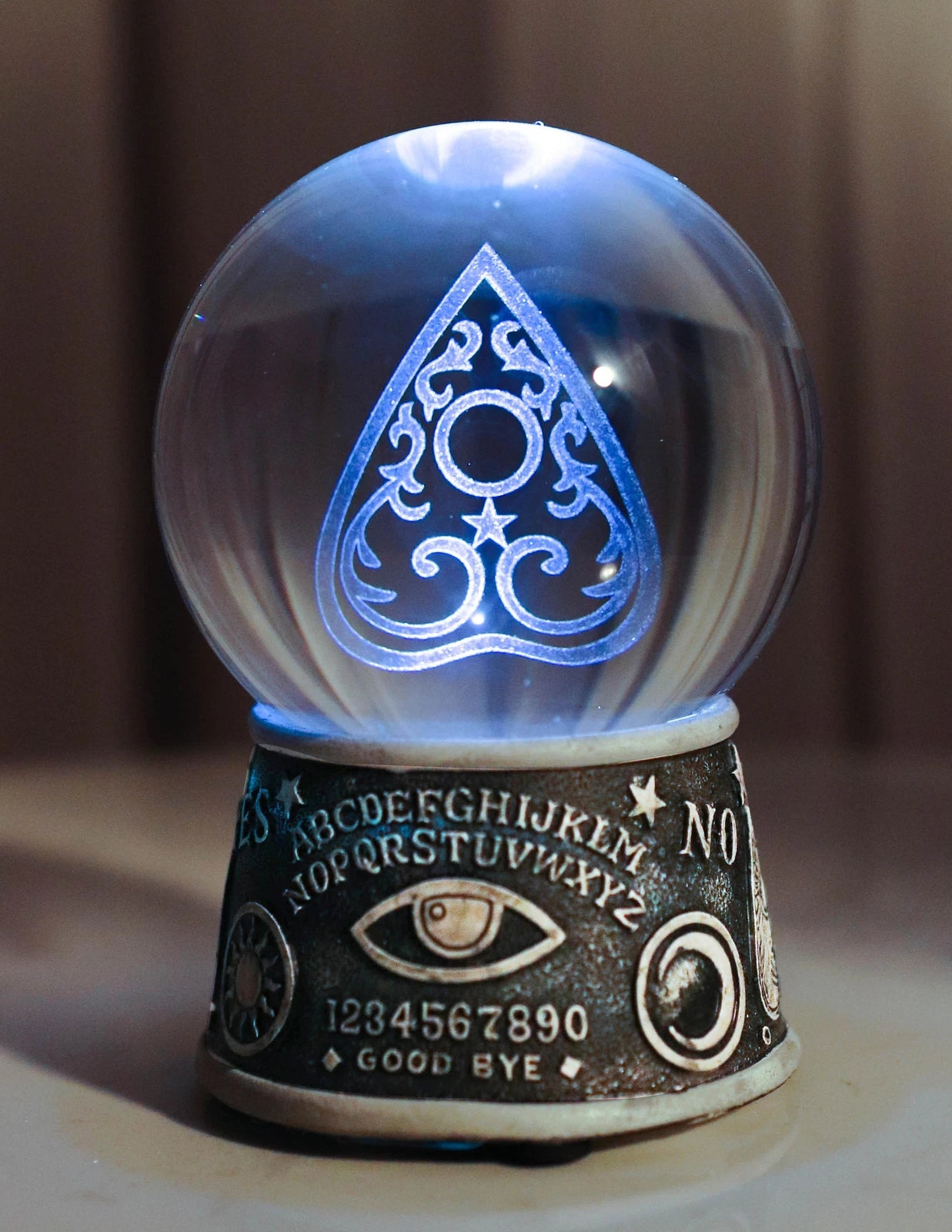 Tablero espiritual de ouija wicca, plancheta de mal de ojo, bola de cristal LED para mirar-1
